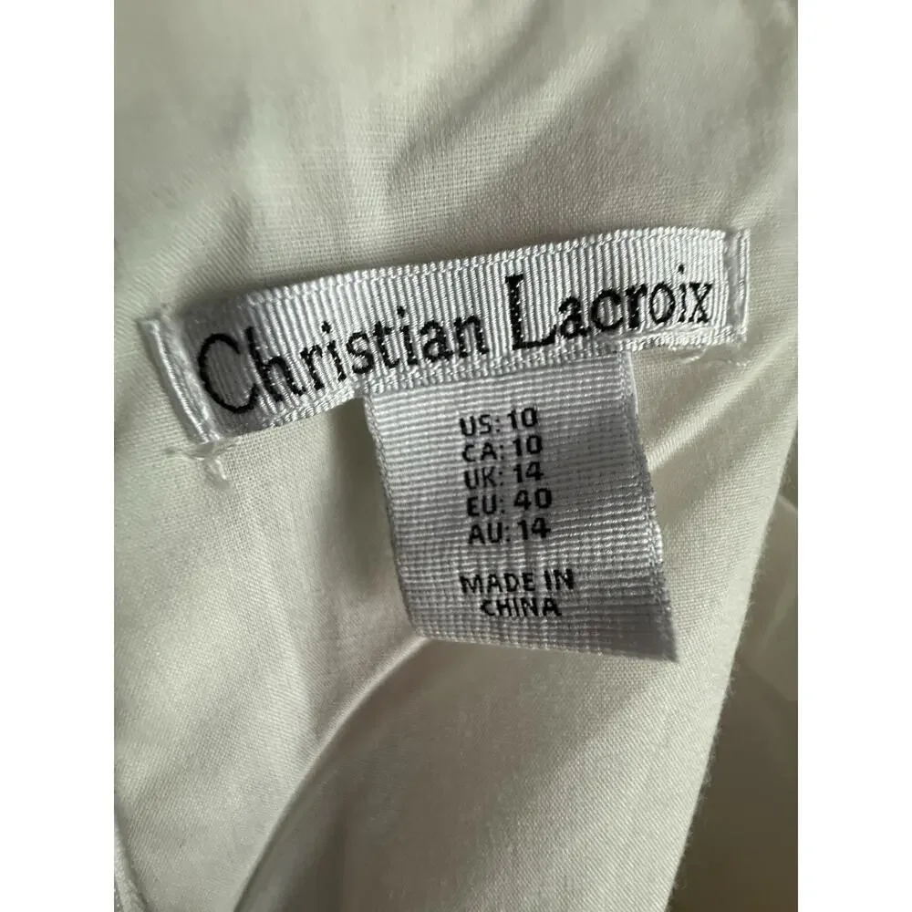 Christian Lacroix Floral Boho Midi Dress US 10 M Cottagecore Embroidered Peasant - Picture 8 of 12